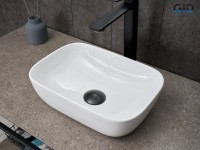 Накладная раковина GID Geometrico N1334 36 глянцевая белая, прямоугольная, фаянс