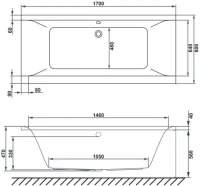 Акриловая ванна WHITECROSS Savia Duo 170x80 см, пристенная, белый глянец, с каркасом