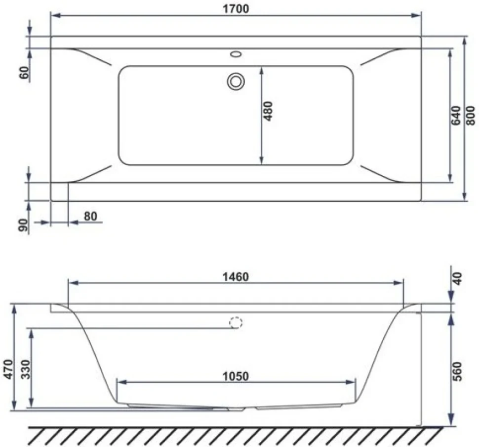 Акриловая ванна WHITECROSS Savia Duo 170x80 см, пристенная, белый глянец, с каркасом