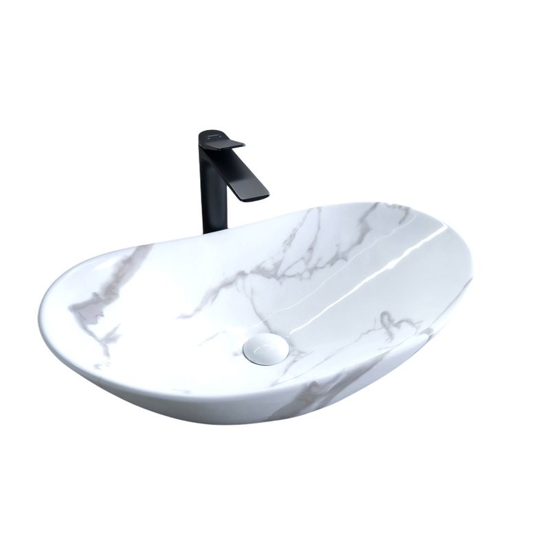 Накладная раковина GID Lago Mnc811C 61 под глянцевый камень, овальная, фаянс