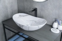 Накладная раковина GID Lago Mnc811C 61 под глянцевый камень, овальная, фаянс