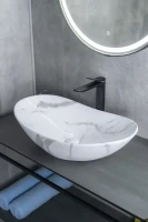 Накладная раковина GID Lago Mnc811C 61 под глянцевый камень, овальная, фаянс