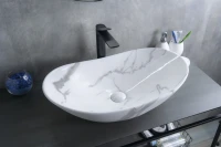 Накладная раковина GID Lago Mnc811C 61 под глянцевый камень, овальная, фаянс