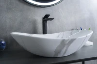 Накладная раковина GID Lago Mnc811C 61 под глянцевый камень, овальная, фаянс