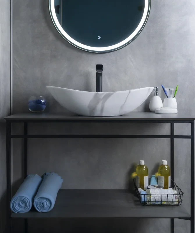 Накладная раковина GID Lago Mnc811C 61 под глянцевый камень, овальная, фаянс