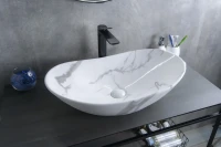 Накладная раковина GID Lago Mnc811C 61 под глянцевый камень, овальная, фаянс