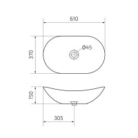 Накладная раковина GID Lago Mnc811C 61 под глянцевый камень, овальная, фаянс