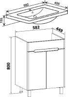 Мебель для ванной комнаты Runo Парма 60, напольная, 2 двери