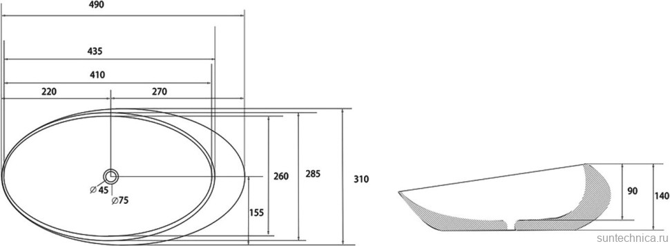 Накладная раковина Abber Bequem AC2107MW 49 матовая белая, овальная, фаянс