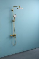 Душевая стойка Raglo R20.26.03 с термостатом, сатин золотой
