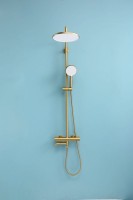 Душевая стойка Raglo R20.26.03 с термостатом, сатин золотой