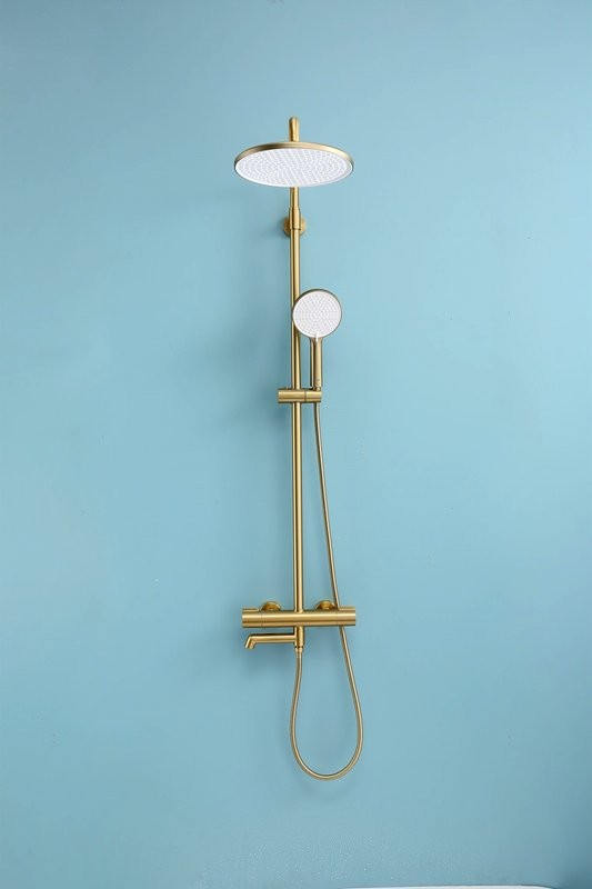 Душевая стойка Raglo R20.26.03 с термостатом, сатин золотой