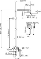 Душевая стойка Wasserkraft Elbe 7400 A174.258.078.CB черная