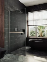Душевая перегородка Maybahglass MGD-729-5у 79 см, профиль хром матовый, стекло графит