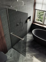 Душевая перегородка Maybahglass MGD-729-5у 79 см, профиль хром матовый, стекло графит