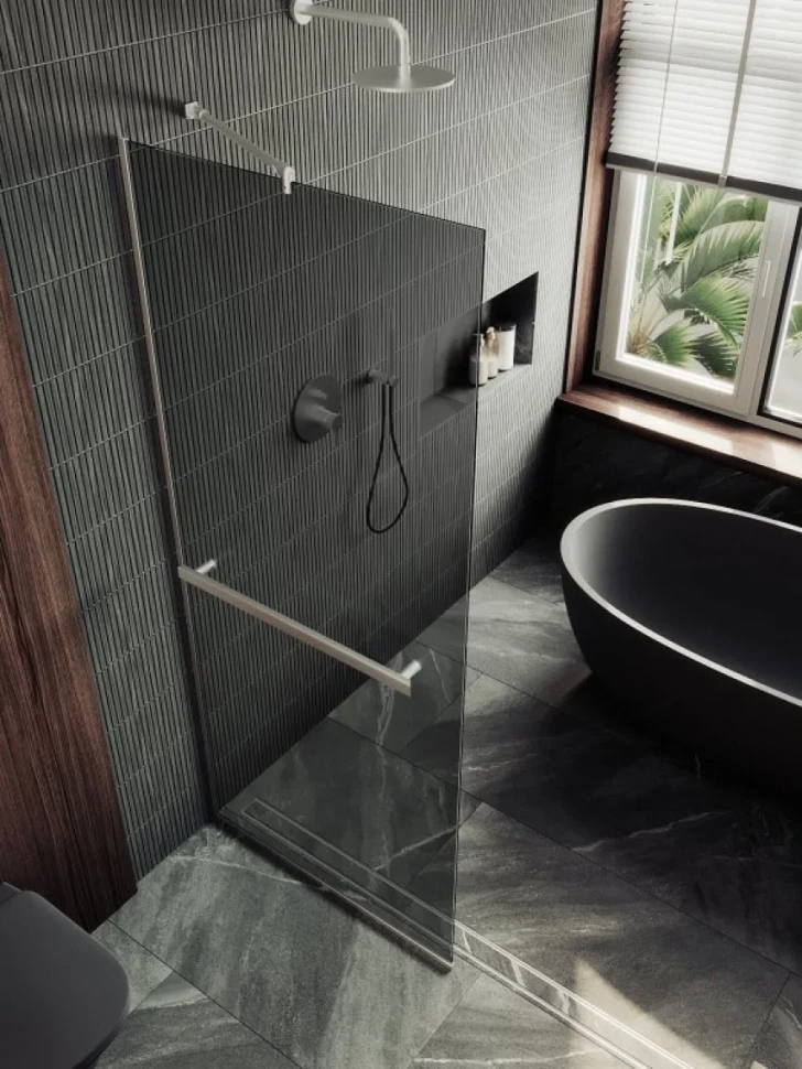 Душевая перегородка Maybahglass MGD-729-5у 79 см, профиль хром матовый, стекло графит