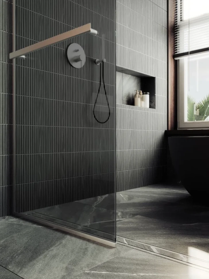 Душевая перегородка Maybahglass MGD-729-5у 79 см, профиль хром матовый, стекло графит