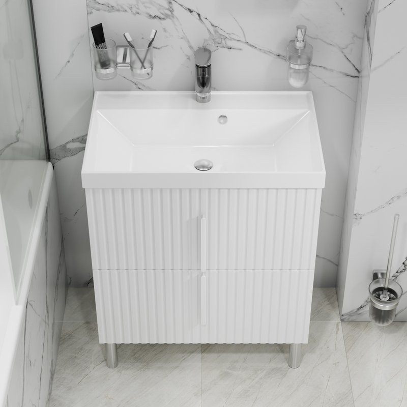 Тумба под раковину без столешницы СаНта Юпитер 70 2 ящика, белый глянец