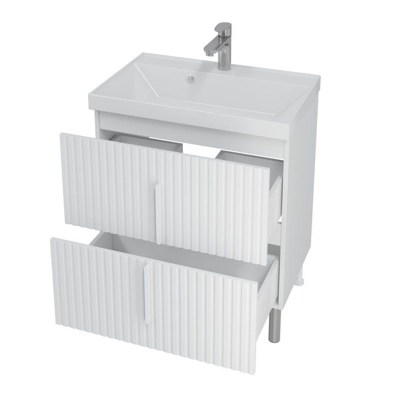 Тумба под раковину без столешницы СаНта Юпитер 70 2 ящика, белый глянец