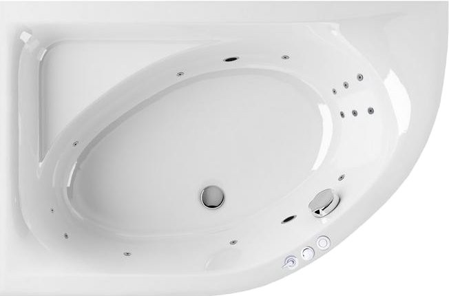 Акриловая ванна Excellent Aquarella WAEX.ARL17.SMART L 170x110 см, угловая, левая, пристенная, с гидромассажем, белая, асимметричная, с каркасом, с сиденьем, со сливом-переливом