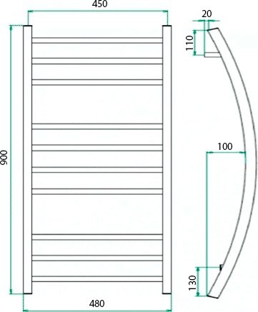 Полотенцесушитель водяной Grota Primo 48x90