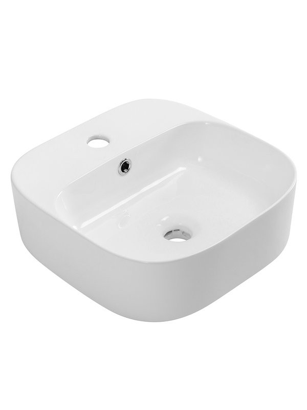 Накладная раковина Cezares 39 глянцевая белая, квадратная, фаянс, с 1 отверстием под смеситель