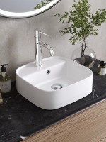 Накладная раковина Cezares 39 глянцевая белая, квадратная, фаянс, с 1 отверстием под смеситель