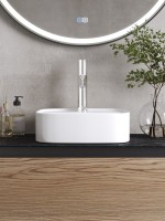 Накладная раковина Cezares 39 глянцевая белая, квадратная, фаянс, с 1 отверстием под смеситель