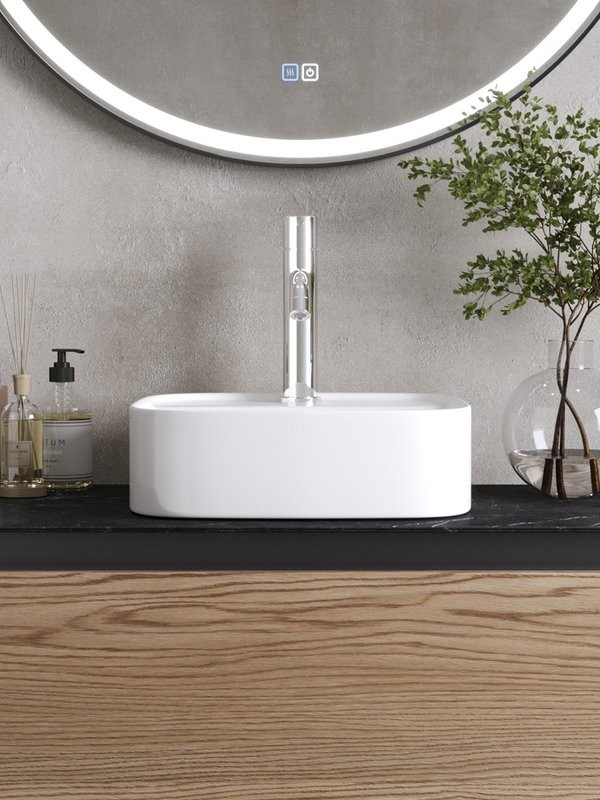 Накладная раковина Cezares 39 глянцевая белая, квадратная, фаянс, с 1 отверстием под смеситель