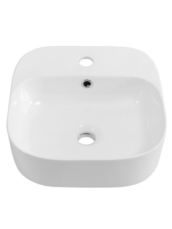 Накладная раковина Cezares 39 глянцевая белая, квадратная, фаянс, с 1 отверстием под смеситель