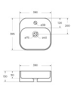 Накладная раковина Cezares 39 глянцевая белая, квадратная, фаянс, с 1 отверстием под смеситель