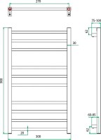Полотенцесушитель водяной Grota Estro 30x90