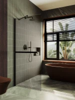 Душевая перегородка Maybahglass MGD-709-6ш 109 см, профиль черный, стекло бронза