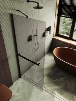 Душевая перегородка Maybahglass MGD-709-6ш 109 см, профиль черный, стекло бронза