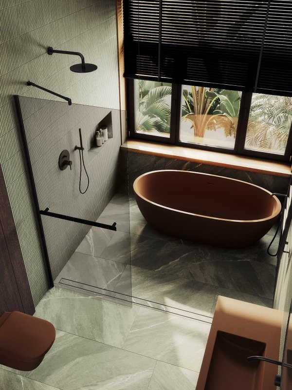 Душевая перегородка Maybahglass MGD-709-6ш 109 см, профиль черный, стекло бронза