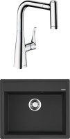 Комплект Мойка Omoikiri Daisen 60-BL черная + Смеситель Hansgrohe Metris M71 14834000 хром