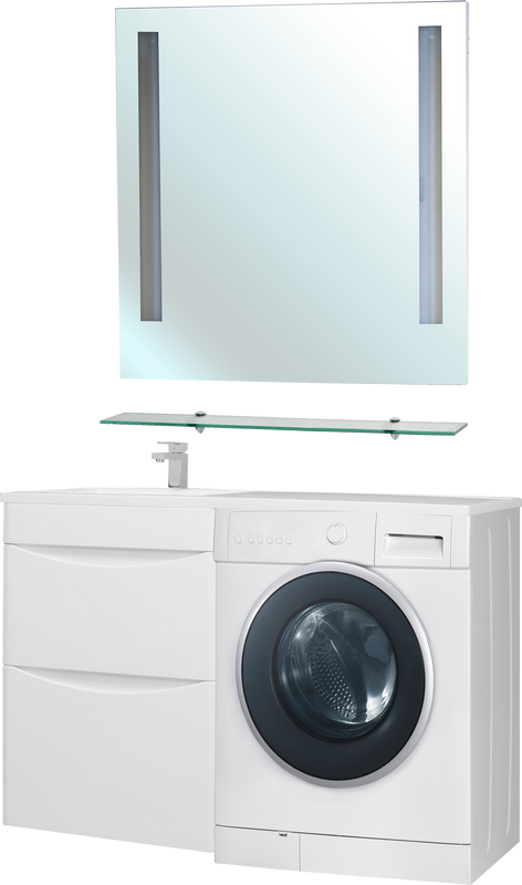 Мебель для ванной комнаты Bellezza Олиссия 120 белая, под стиральную машину, 2 ящика L