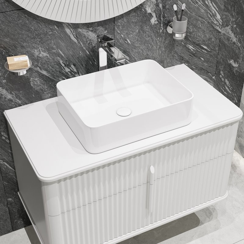 Накладная раковина STWORKI Берген S21414WH 48 глянцевая белая, прямоугольная