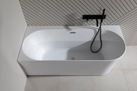 Акриловая ванна Allen Brau Priority 4 L 170x80 см, угловая, левая, пристенная, белая, асимметричная, на ножках, с экраном, со сливом-переливом