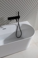Акриловая ванна Allen Brau Priority 4 L 170x80 см, угловая, левая, пристенная, белая, асимметричная, на ножках, с экраном, со сливом-переливом