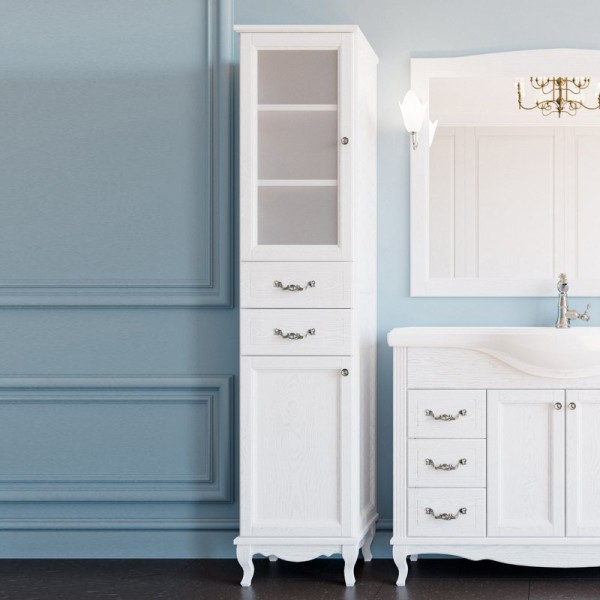 Шкаф пенал для ванной ValenHouse Эллина 40 L белый, фурнитура хром