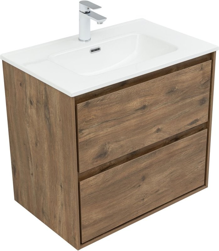 Тумба под раковину без столешницы Aquanet Милан 70 подвесная, дуб рустикальный