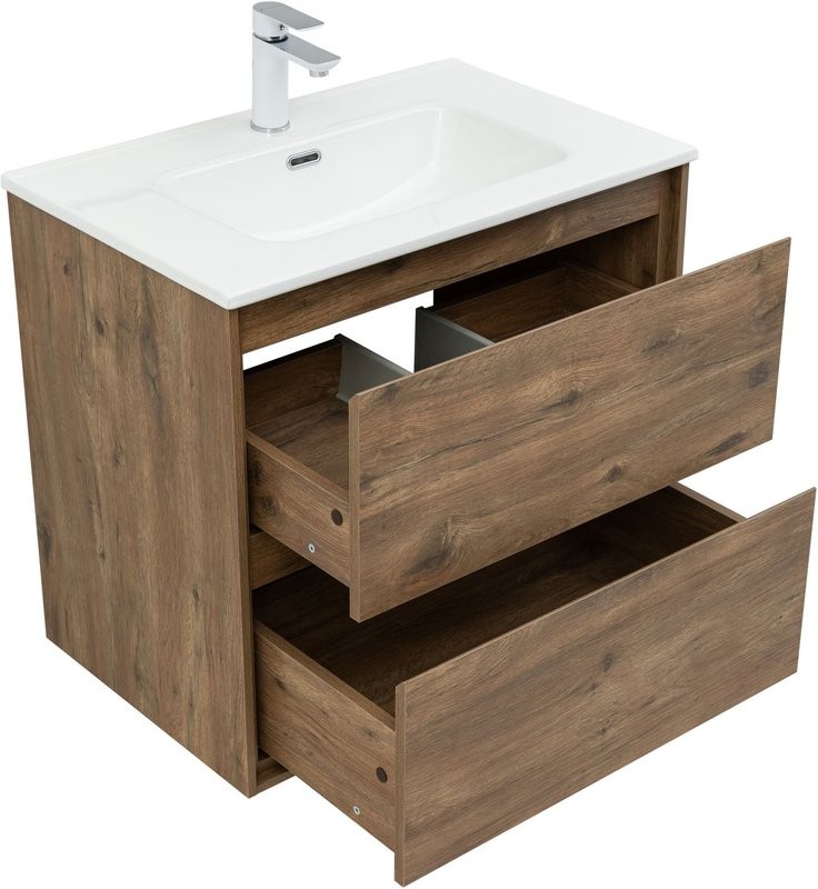 Тумба под раковину без столешницы Aquanet Милан 70 подвесная, дуб рустикальный