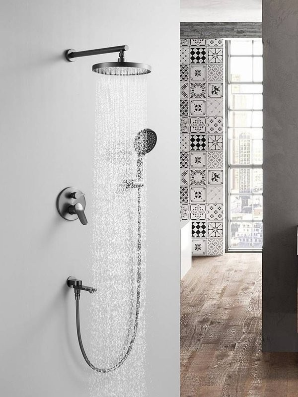 Душевая система встраиваемая Shevanik S4335T, оружейная сталь