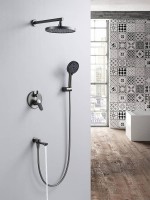 Душевая система встраиваемая Shevanik S4335T, оружейная сталь