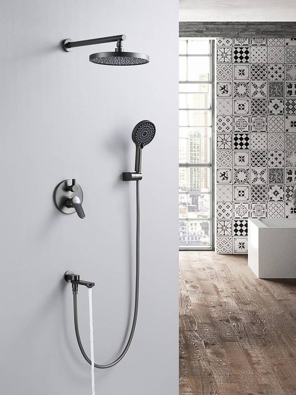 Душевая система встраиваемая Shevanik S4335T, оружейная сталь