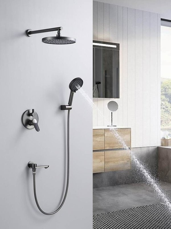 Душевая система встраиваемая Shevanik S4335T, оружейная сталь