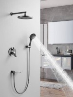 Душевая система встраиваемая Shevanik S4335T, оружейная сталь