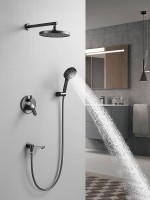 Душевая система встраиваемая Shevanik S4335T, оружейная сталь