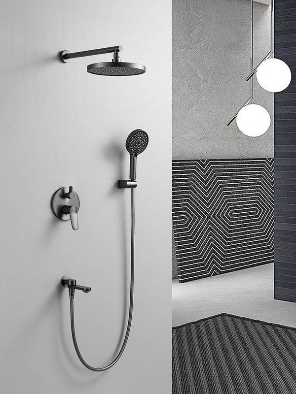 Душевая система встраиваемая Shevanik S4335T, оружейная сталь